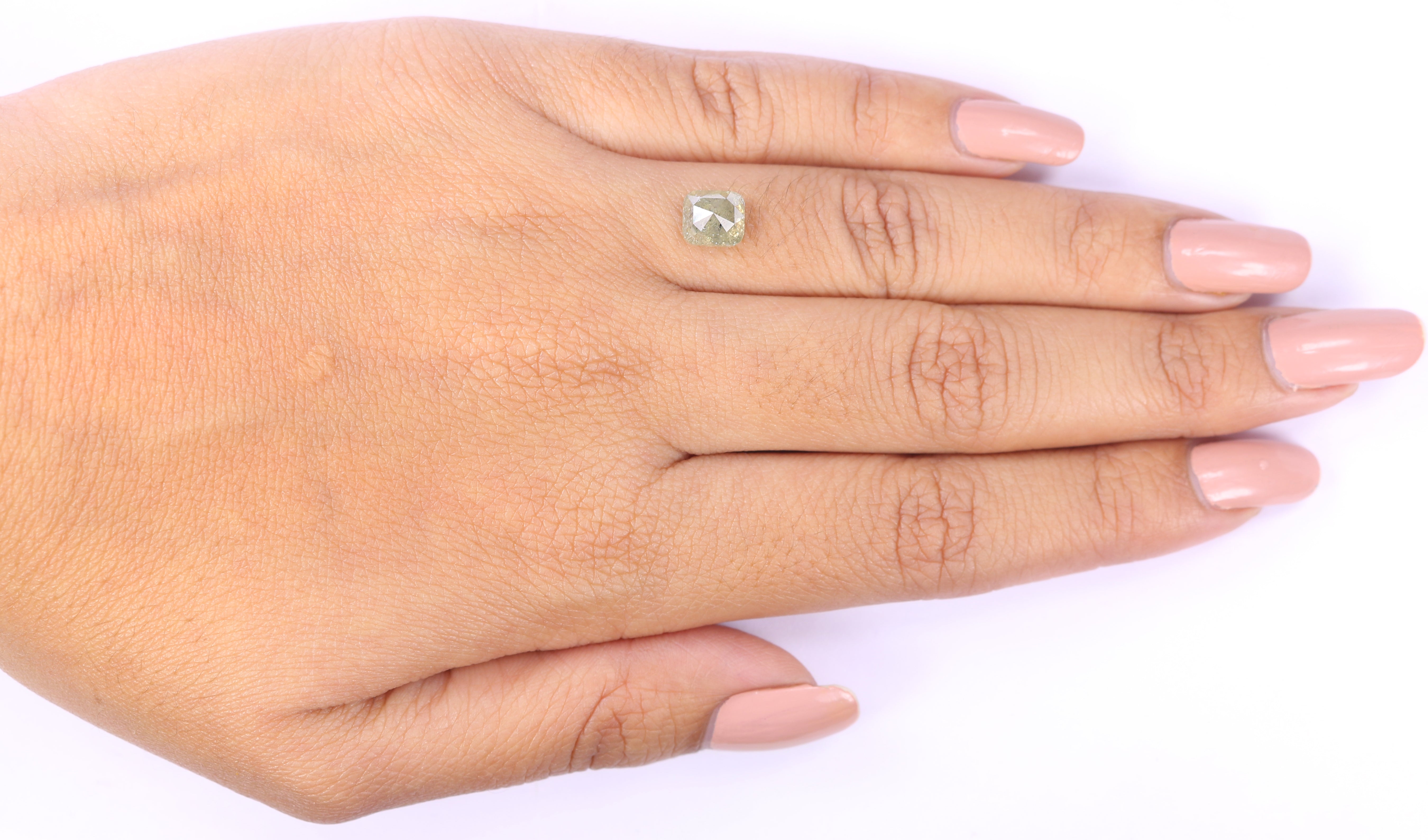 1.64 CT Natural Loose Cushion Shape Diamond Yellow Color Cushion Cut Diamond 6.50 MM Natural Grey Color Cushion Rose Cut Diamond KQ1939
