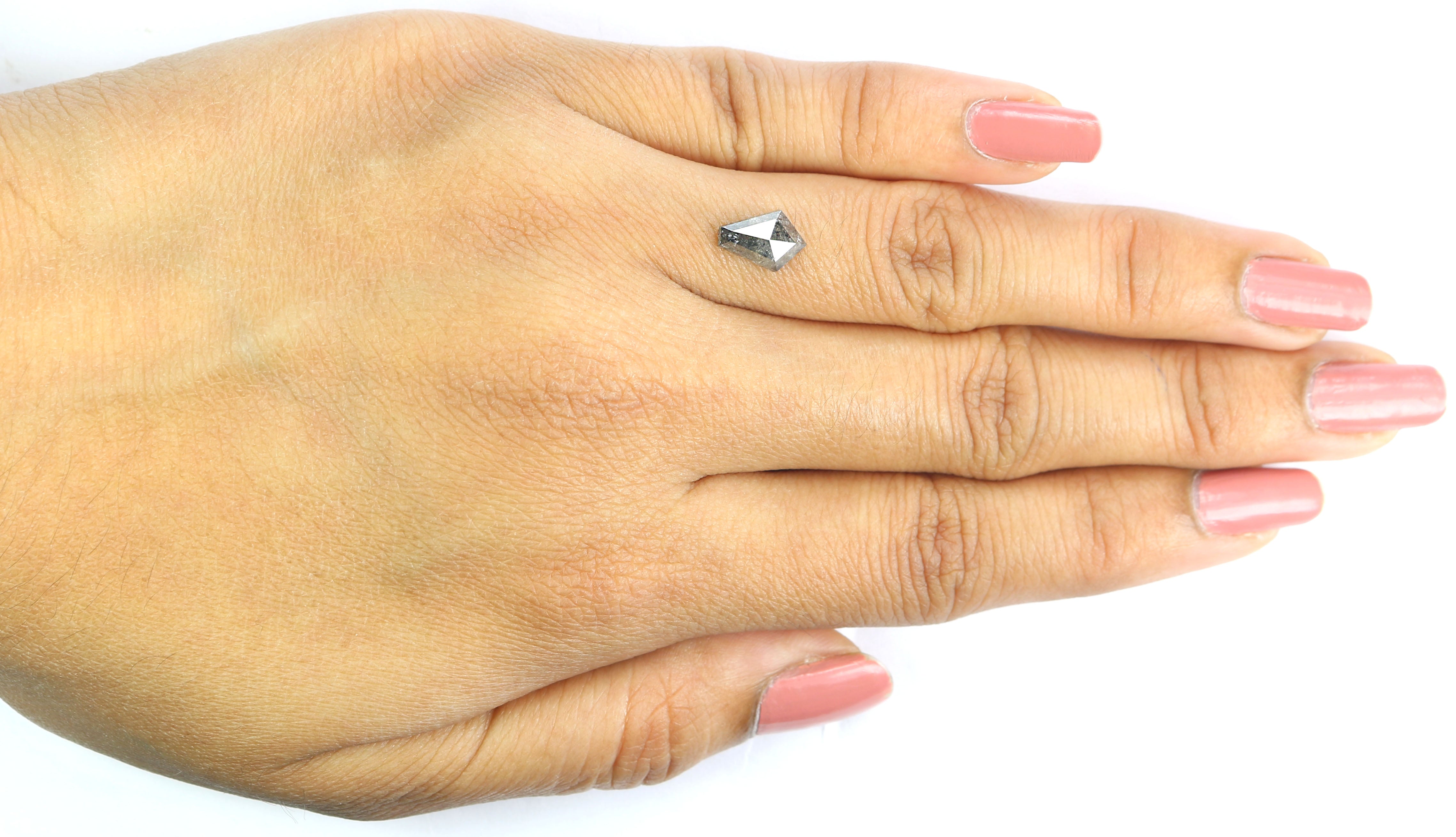 1.09 Ct Natural Loose Shield Shape Diamond Salt And Pepper Shield Cut Diamond 8.50 MM Black Gray Color Shield Shape Rose Cut Diamond LQ7588