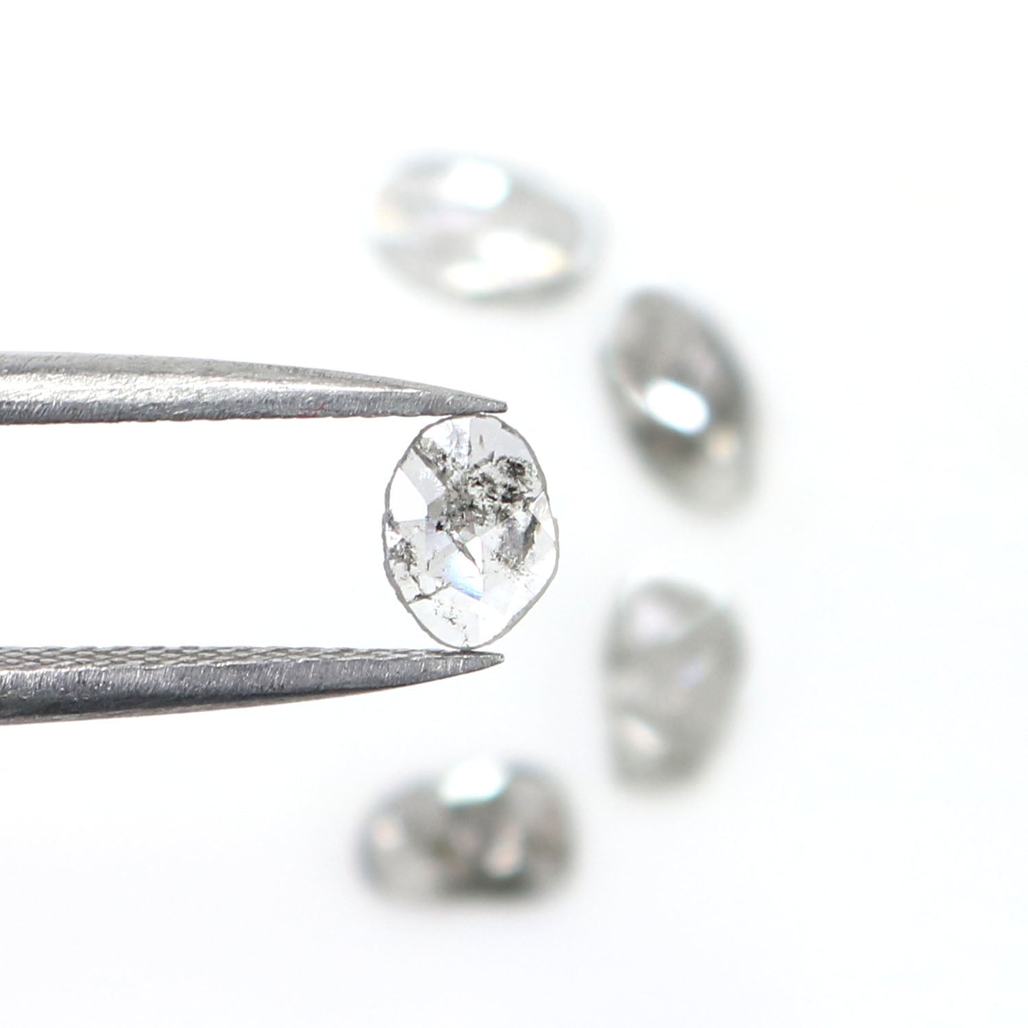 1.04 Ct Natural Loose Slice Shape Diamond Salt And Pepper Slice Cut Diamond 5.50 MM Natural Black Grey Color Slice Rose Cut Diamond LQ2520