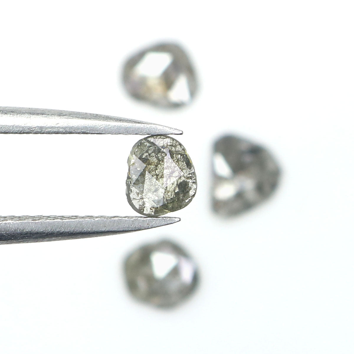 1.02 Ct Natural Loose Slice Shape Diamond Slice Salt And Pepper Diamond 4.80 MM Slice Natural Loose Diamond Slice Black Grey Diamond LQ2513
