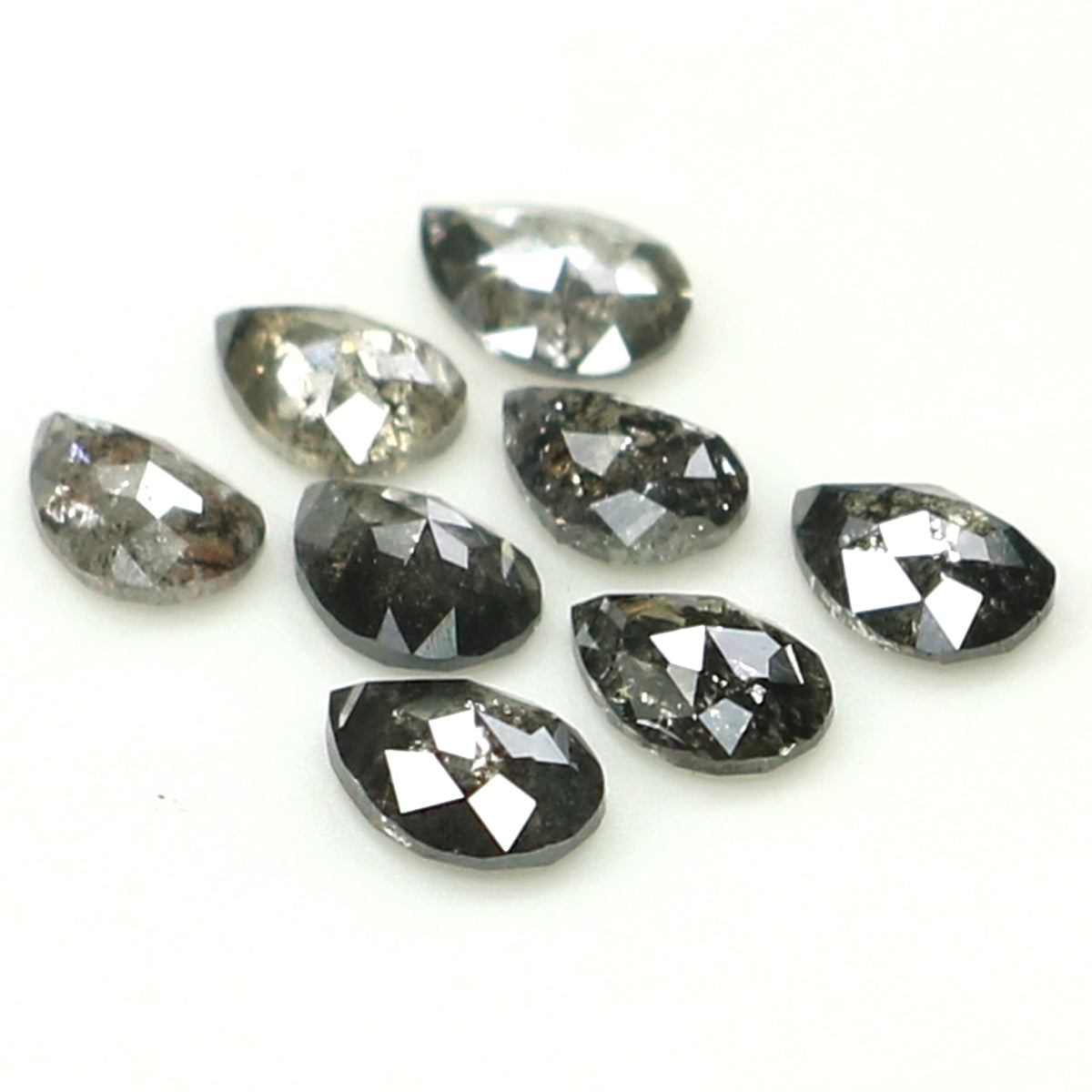 Natural Loose Pear Salt And Pepper Diamond Black Grey Color 1.00 CT 4.00 MM Pear Shape Rose Cut Diamond KDL1317