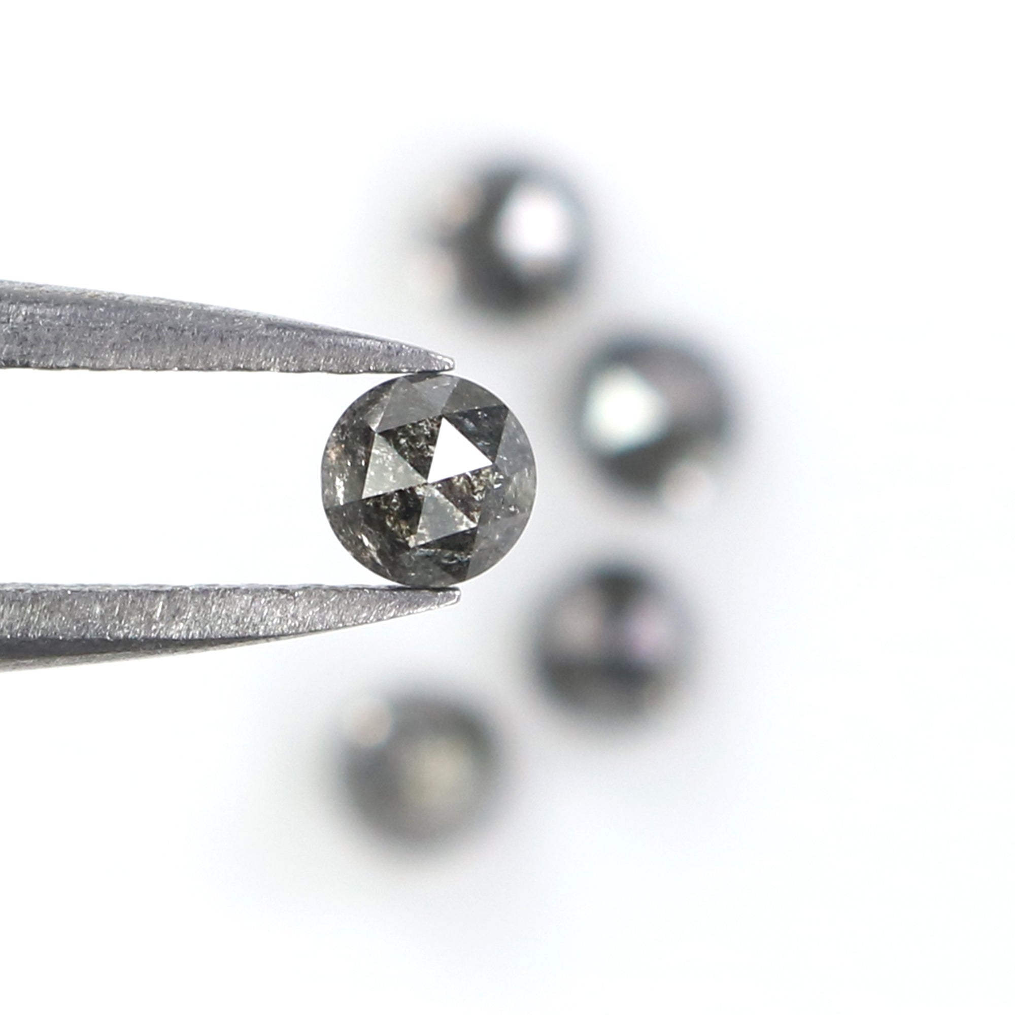 1.05 Ct Natural Loose Round Rose Cut Diamond Salt And Pepper Round Diamond 3.20 MM Natural Black Grey Color Round Rose Cut Diamond KQ2649