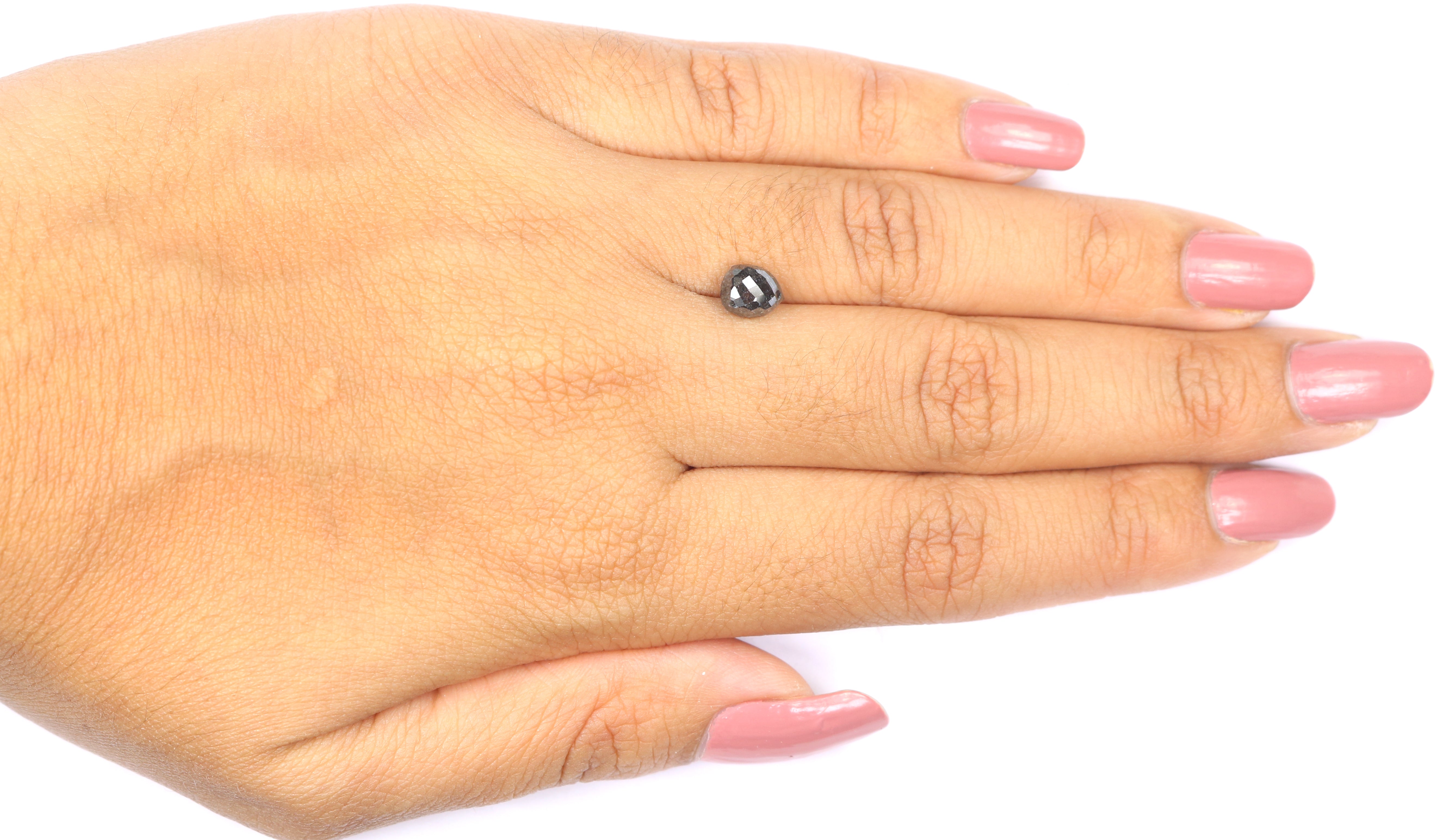 1.59 CT Natural Loose Briolette Shape Diamond Salt And Pepper Drop Cut Diamond 6.80 MM Natural Black Grey Color Drop Rose Cut Diamond LQ5680