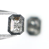 Natural Loose Emerald Salt And Pepper Diamond Black Grey Color 0.65 CT 4.45 MM Emerald Shape Rose Cut Diamond KDL2544