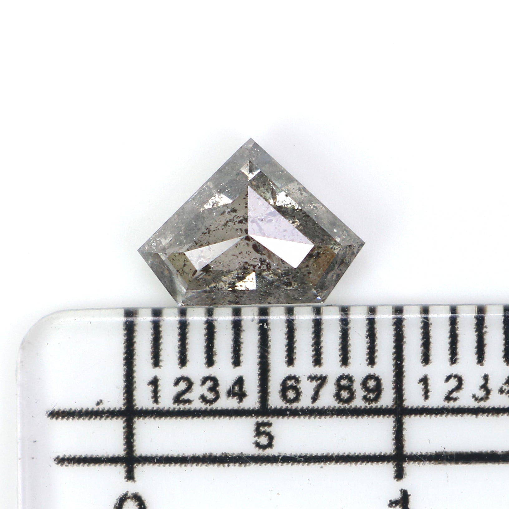 1.25 Ct Natural Loose Shield Shape Diamond Salt And Pepper Shield Cut Diamond 6.20 MM Black Gray Color Shield Shape Rose Cut Diamond LQ2609