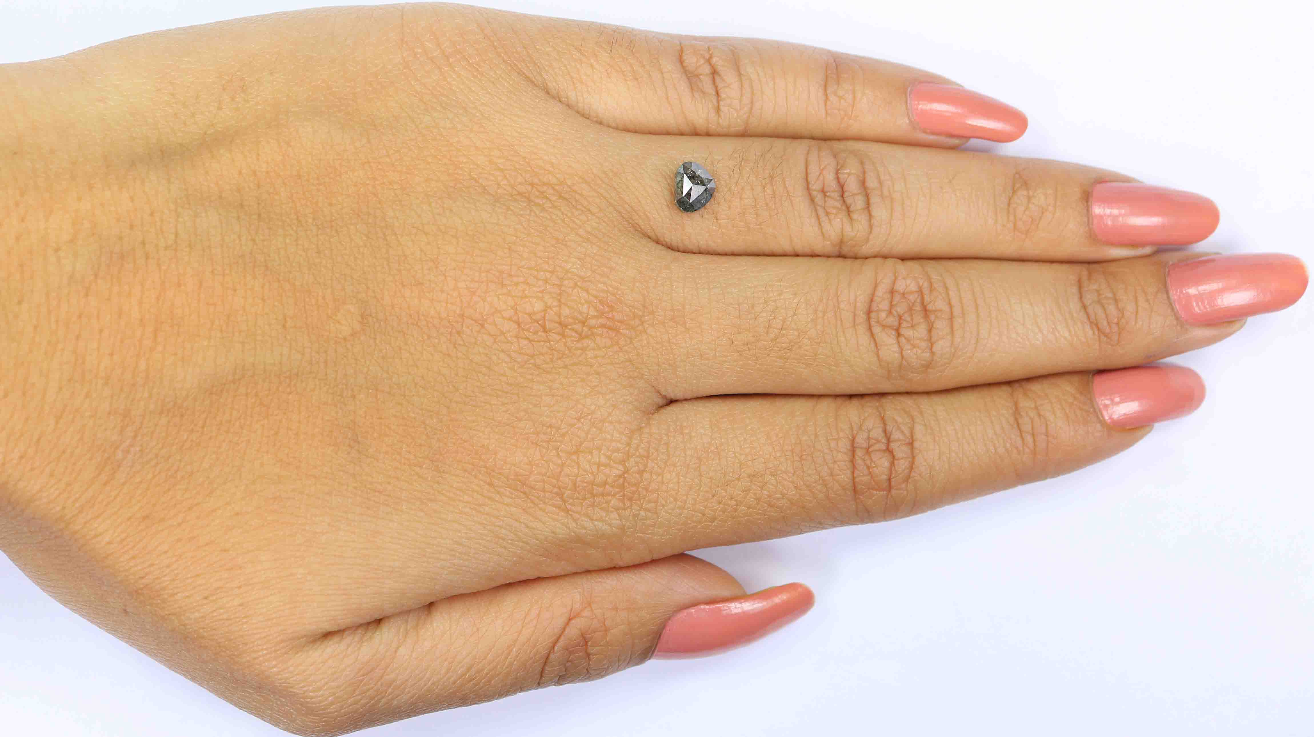 0.74 CT Natural Loose Heart Shape Diamond Salt And Pepper Heart Rose Cut Diamond 5.90 MM Black Grey Color Heart Rose Cut Diamond QK1487