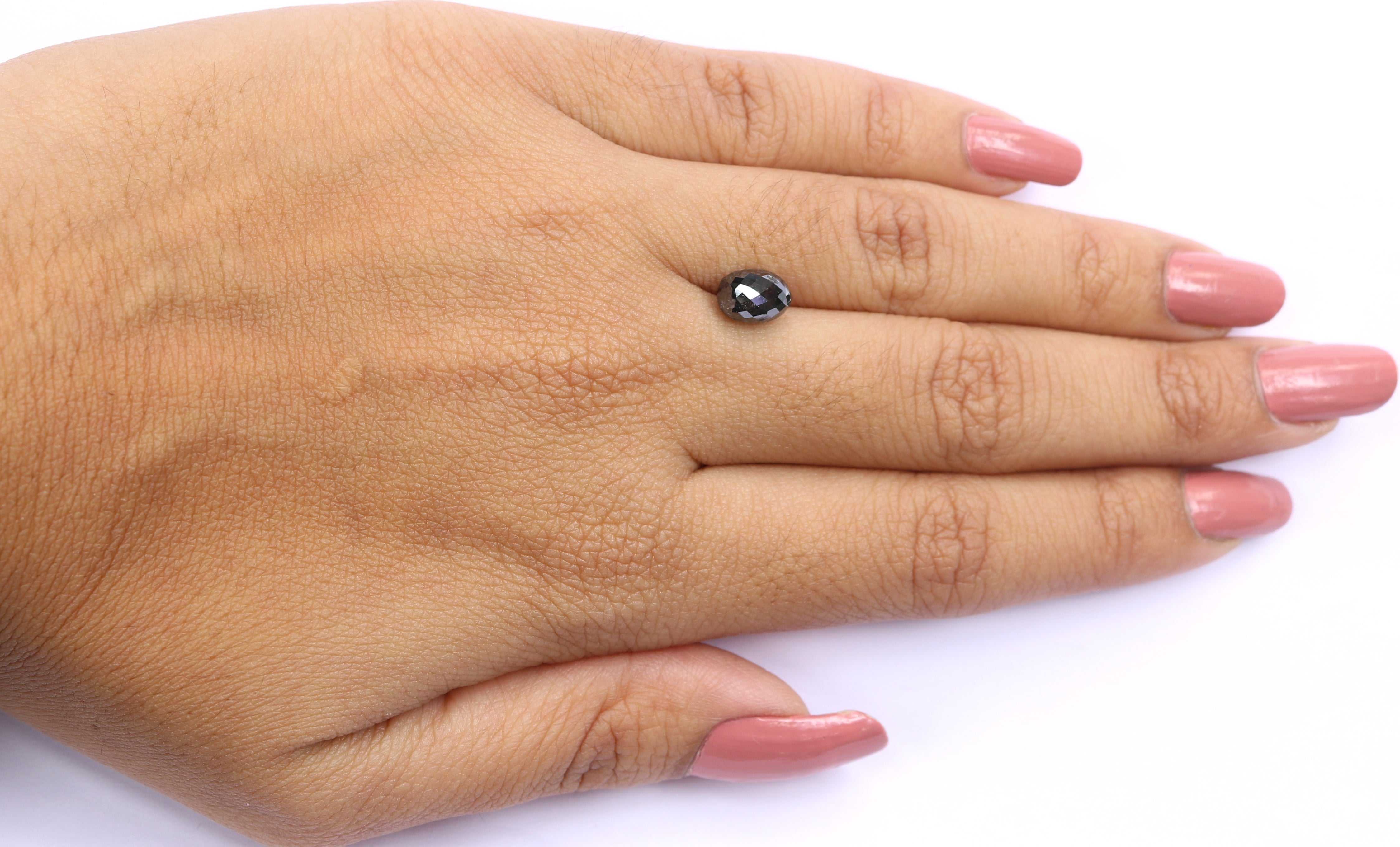 2.16 CT Natural Loose Briolette Cut Diamond Salt And Pepper Drop Diamond 8.10 MM Natural Loose Black Grey Color Drop Rose Cut Diamond LQ2049