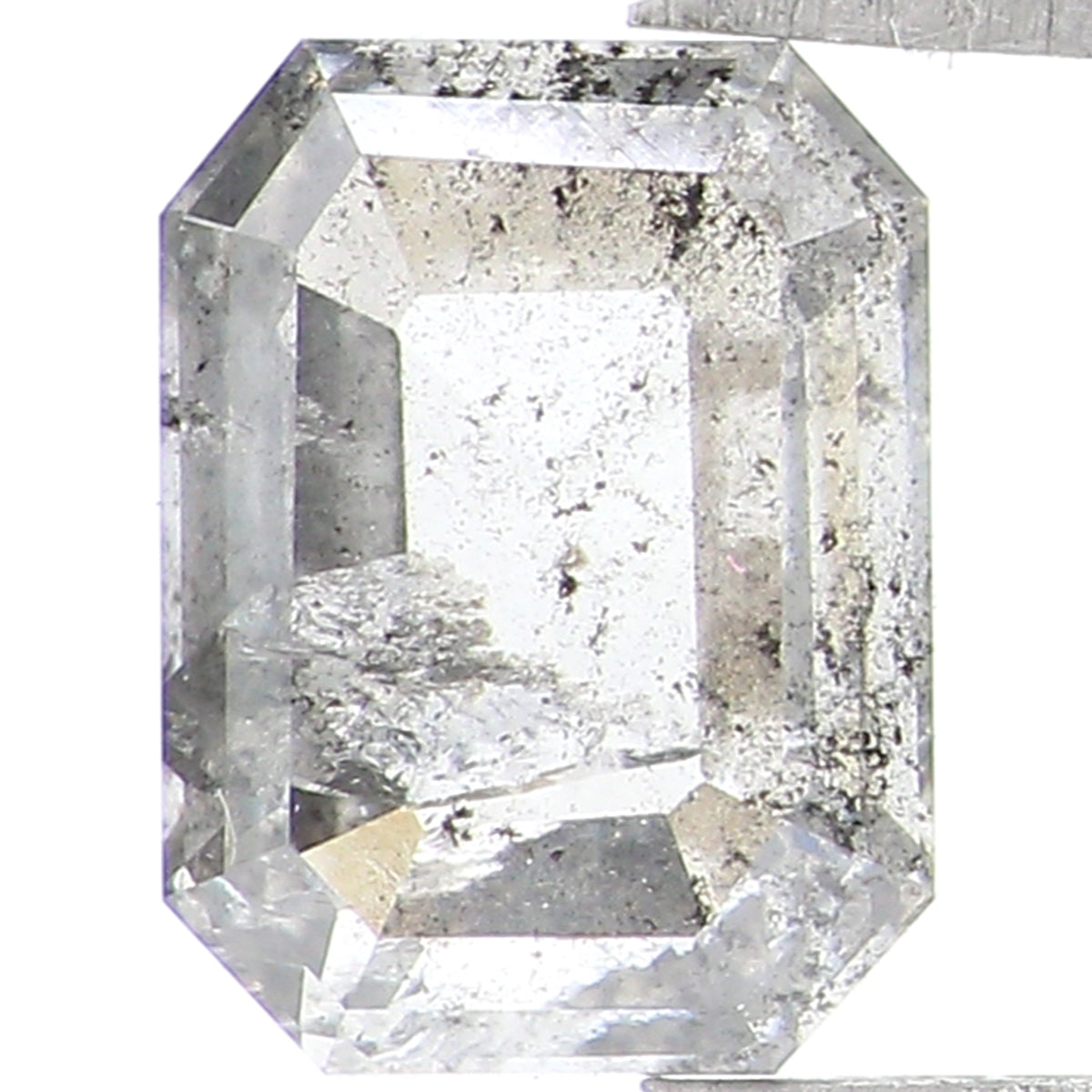0.88 CT Natural Loose Emerald Shape Diamond Salt And Pepper Emerald Cut Diamond 6.75 MM Natural Black Grey Emerald Rose Cut Diamond LQ1424