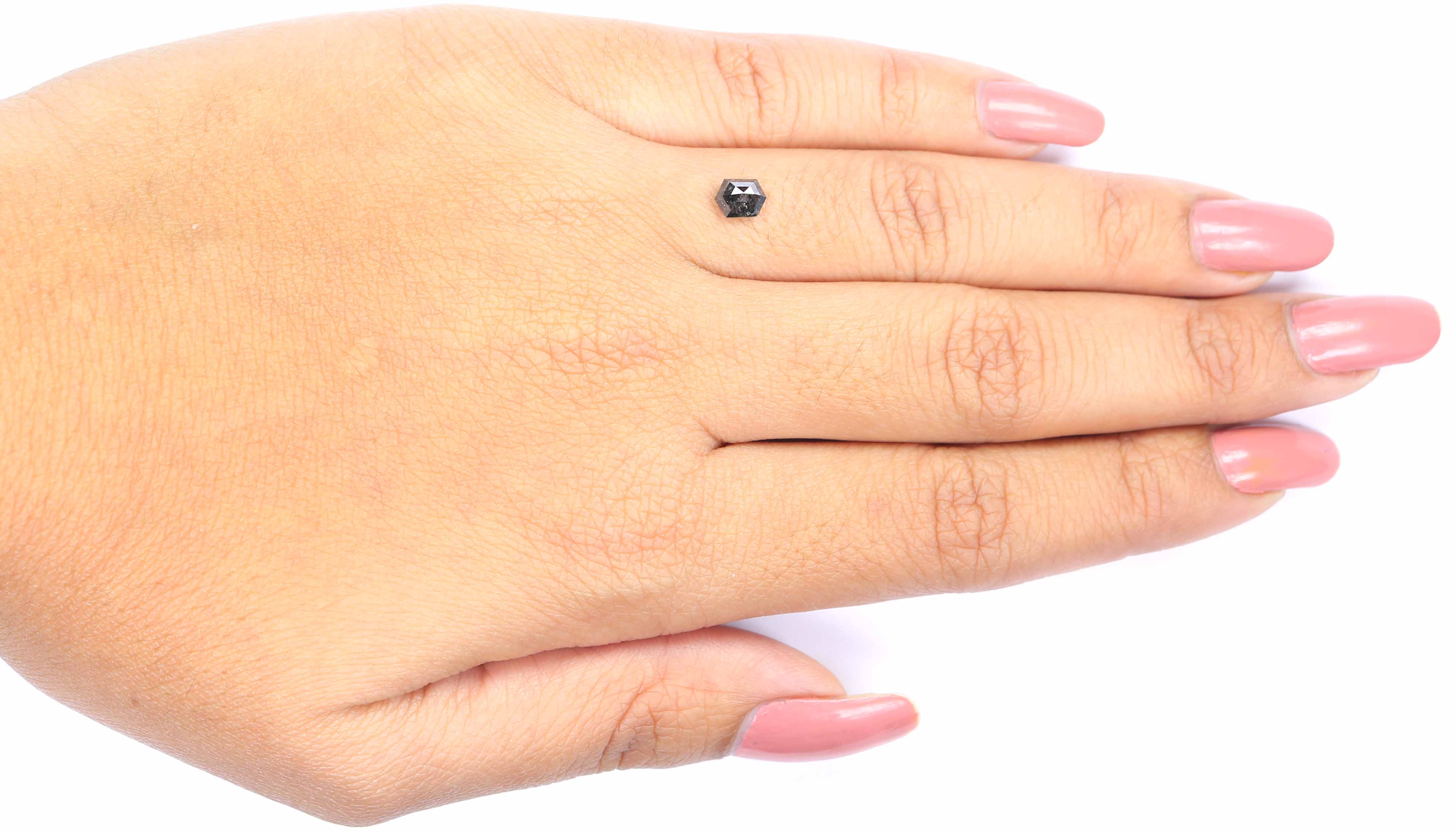 0.50 CT Natural Loose Hexagon Cut Diamond Salt And Pepper Hexagon Diamond 5.35 MM Natural Loose Black Grey Color Hexagon Cut Diamond KQ2541