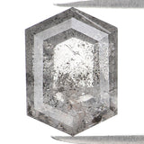 Natural Loose Hexagon Salt And Pepper Diamond Black Grey Color 1.19 CT 7.50 MM Hexagon Shape Rose Cut Diamond KDL1102