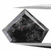 Natural Loose Shield Salt And Pepper Diamond Black Color 2.90 CT 8.60 MM Shield Shape Rose Cut Diamond KDL1035