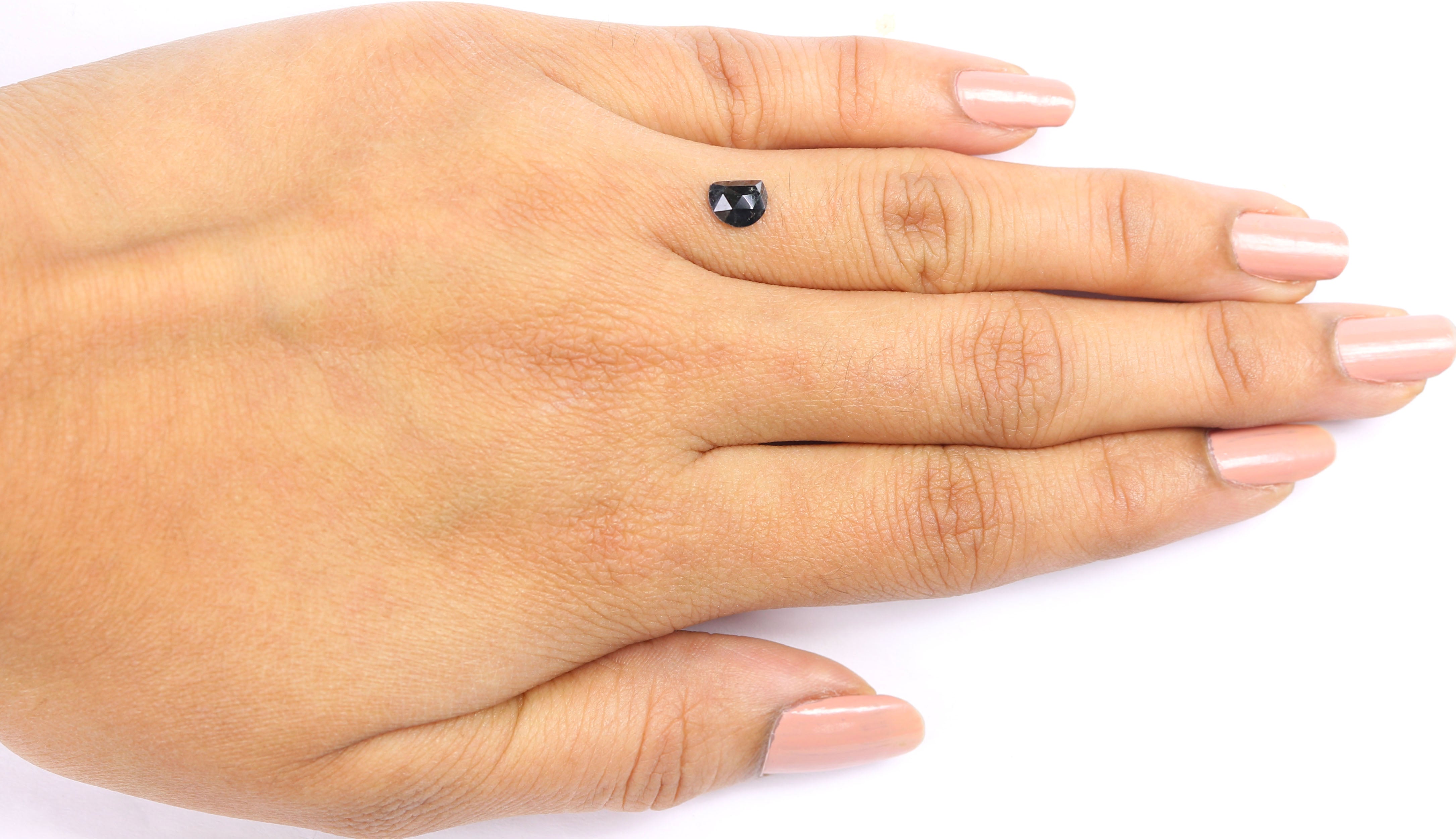 0.46 CT Natural Loose Half Moon Shape Diamond Salt And Pepper Half Moon Cut Diamond 5.95 MM Natural Loose Half Moon Rose Cut Diamond LQ8892
