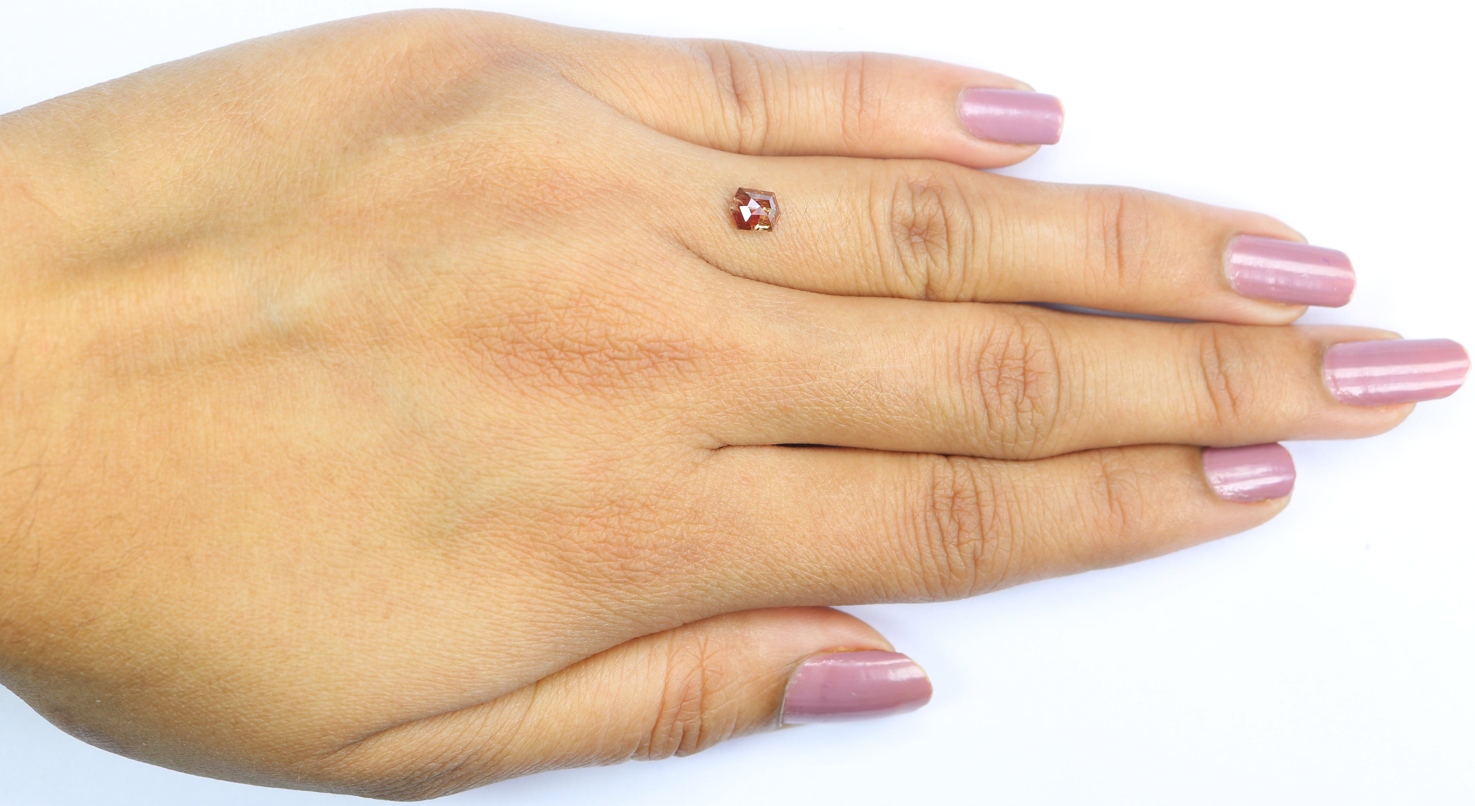 0.46 CT Natural Loose Hexagon Shape Diamond Brown Color Hexagon Cut Diamond 5.30 MM Natural Brown Diamond Hexagon Rose Cut Diamond QK2594