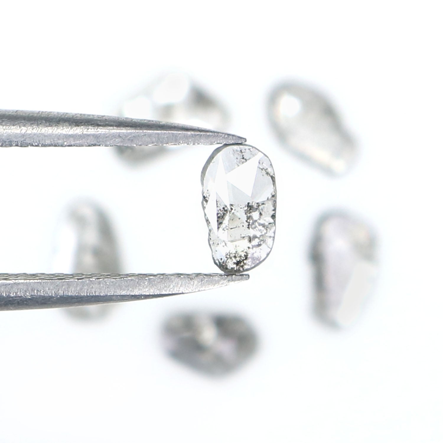 1.02 Ct Natural Loose Slice Shape Diamond Salt And Pepper Slice Diamond 5.00 MM Natural Loose Black Grey Color Irregular Cut Diamond LQ2504