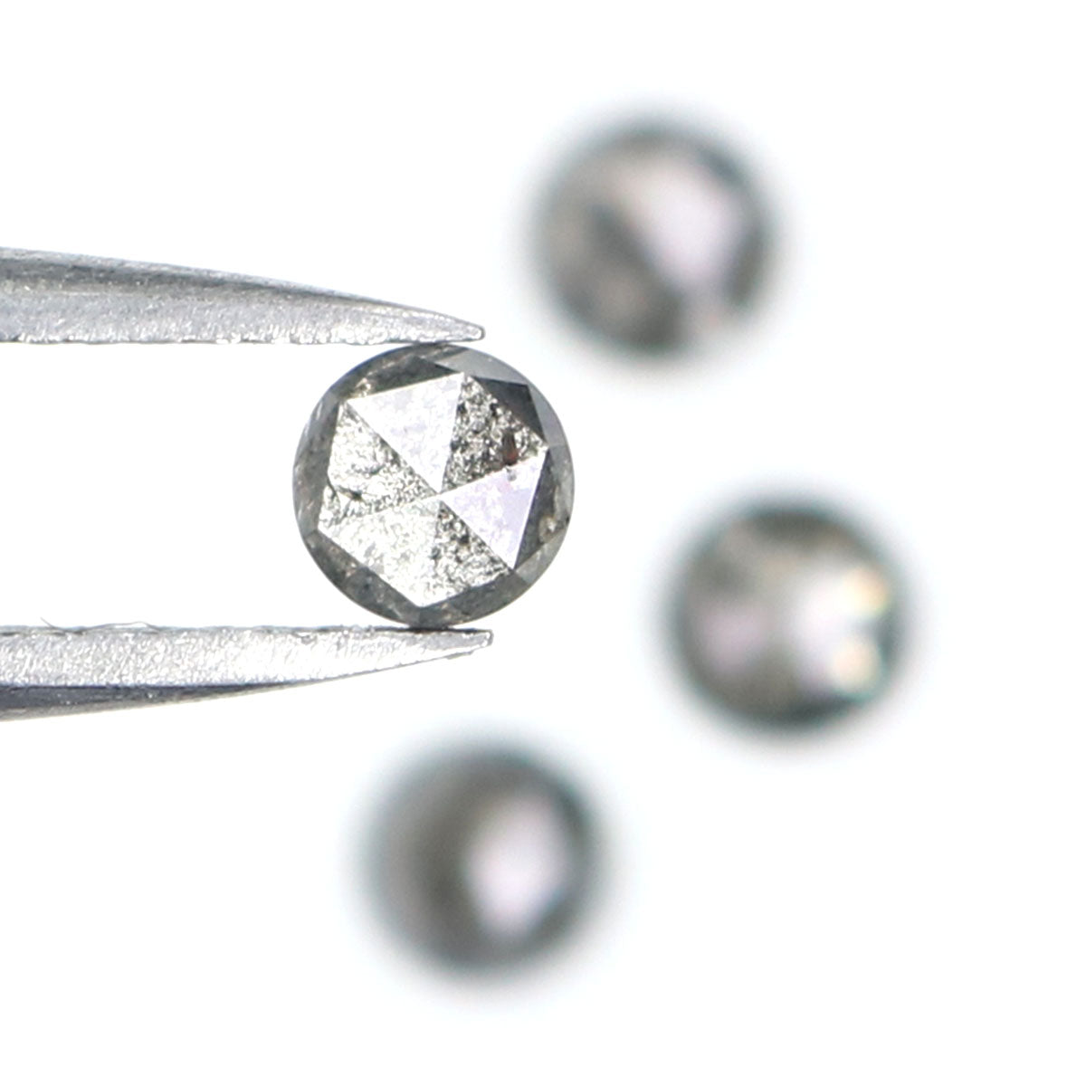 1.04 Ct Natural Loose Round Rose Cut Diamond Salt And Pepper Round Shape Diamond 3.90 MM Natural Black Grey Round Rose Cut Diamond KQ2548