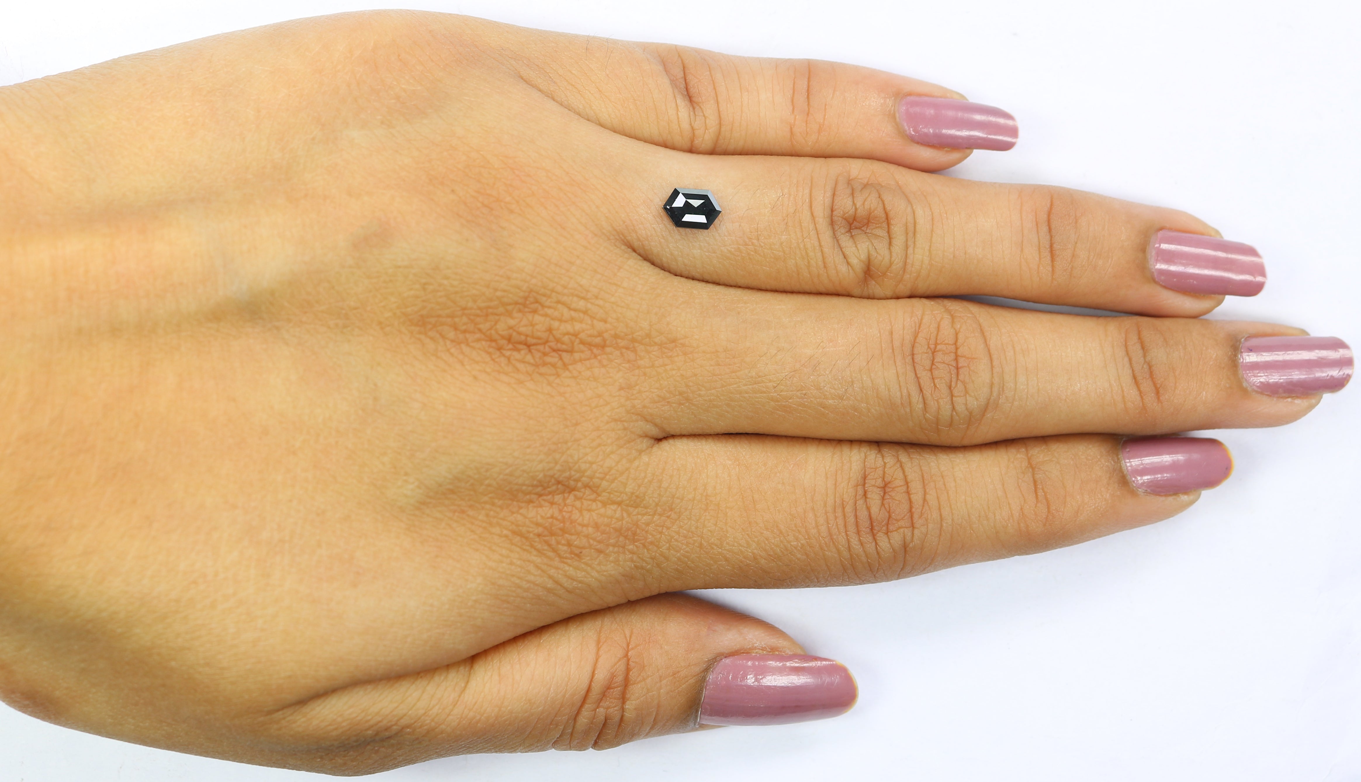 0.45 CT Natural Loose Hexagon Shape Diamond Black Color Hexagon Diamond 6.35 MM Natural Loose Black Color Hexagon Rose Cut Diamond KQ2640
