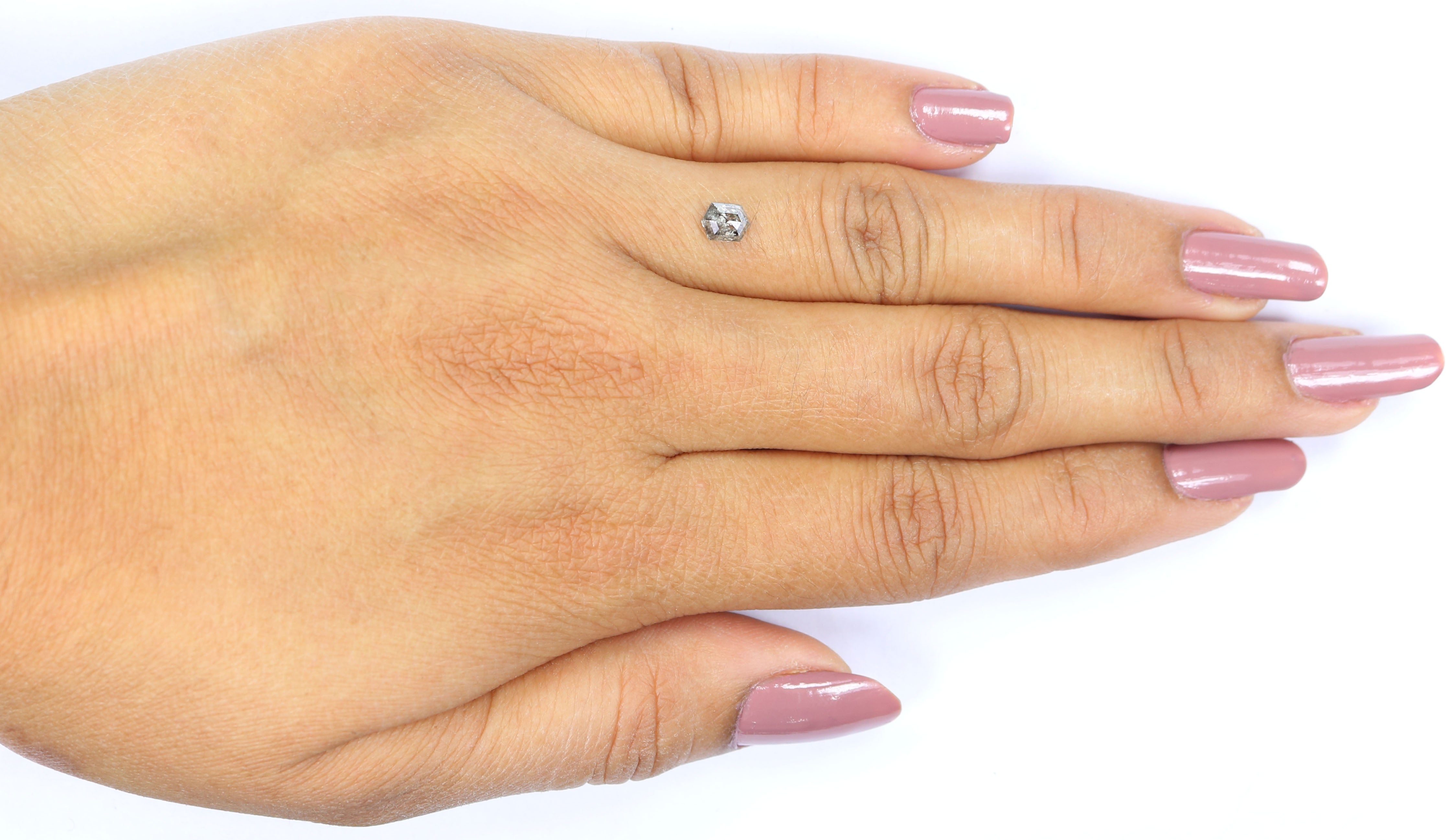 0.41 CT Natural Loose Hexagon Shape Diamond Salt And Pepper Hexagon Diamond 4.90 MM Natural Black Grey Color Hexagon Rose Cut Diamond KQ2586