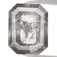 Natural Loose Emerald Salt And Pepper Diamond Black Grey Color 0.73 CT 5.70 MM Emerald Shape Rose Cut Diamond L1187