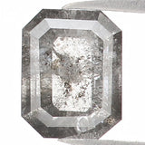 Natural Loose Emerald Salt And Pepper Diamond Black Grey Color 0.73 CT 5.70 MM Emerald Shape Rose Cut Diamond L1187