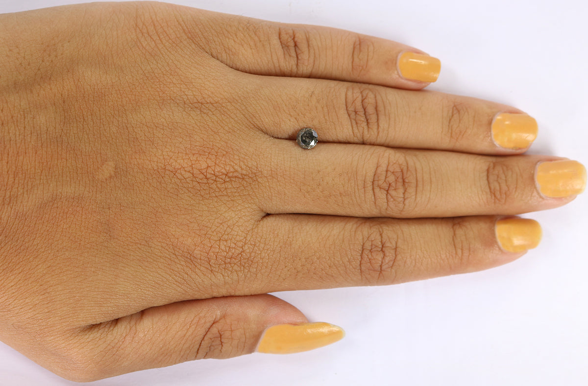 0.48 Ct Natural Loose Round Shape Diamond Salt And Pepper Round Diamond 4.90 MM Natural Black Grey Color Round Brilliant Cut Diamond KQ1735