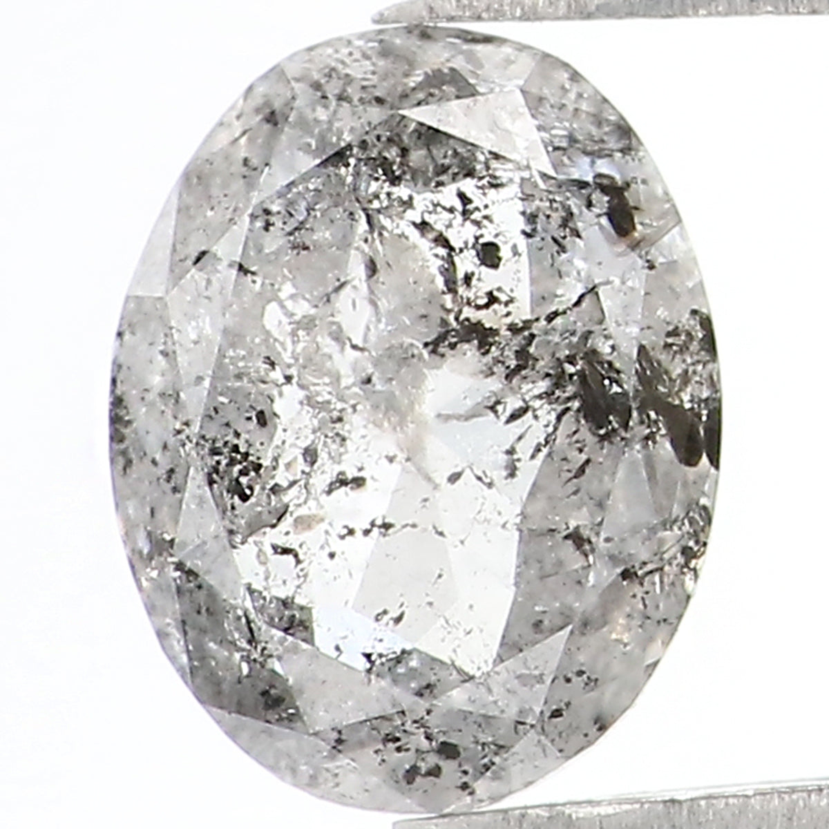 0.74 Ct Natural Loose Oval Shape Diamond Salt And Pepper Oval Diamond 7.00 MM Natural Diamond Black Grey Color Oval Rose Cut Diamond QL1521