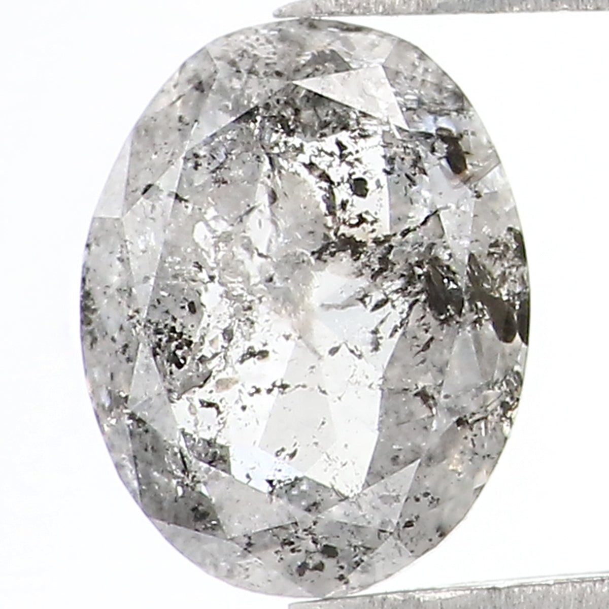 Natural Loose Oval Salt And Pepper Diamond Black Grey Color 0.74 CT 7.00 MM Oval Shape Rose Cut Diamond KDL1521