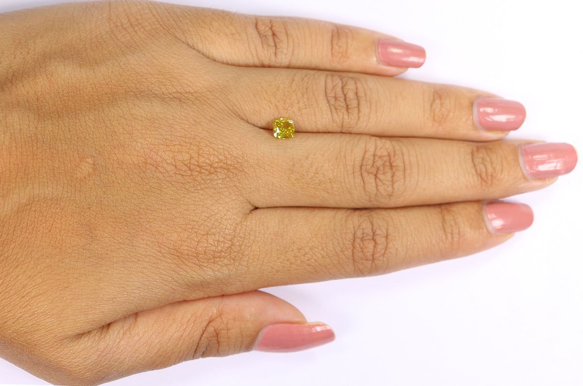 0.53 CT Natural Loose Cushion Shape Diamond Yellow Color Cushion Diamond 4.60 MM Natural Yellow Diamond Cushion Brilliant Cut Diamond KQ616