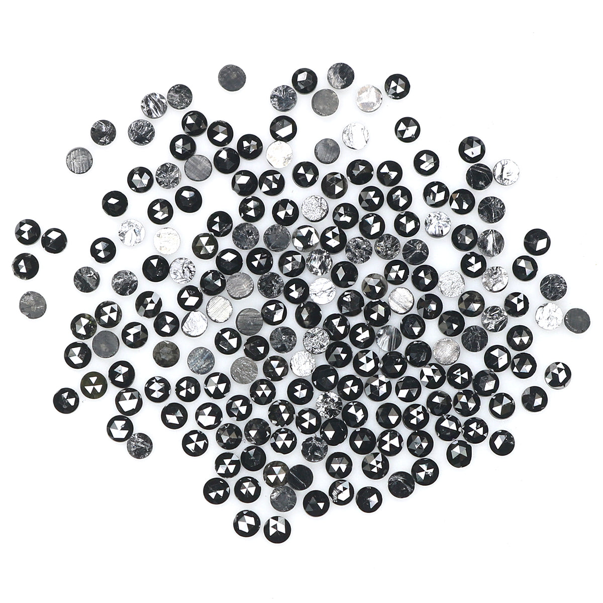 3.04 CT Natural Loose Round Rose Cut Diamond Black Color Round Shape Diamond 1.55 MM Natural Loose Black Color Round Rose Cut Diamond LQ1894