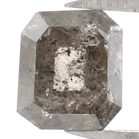Natural Loose Emerald Salt And Pepper Diamond Black Grey Color 0.95 CT 5.65 MM Emerald Shape Rose Cut Diamond L1338