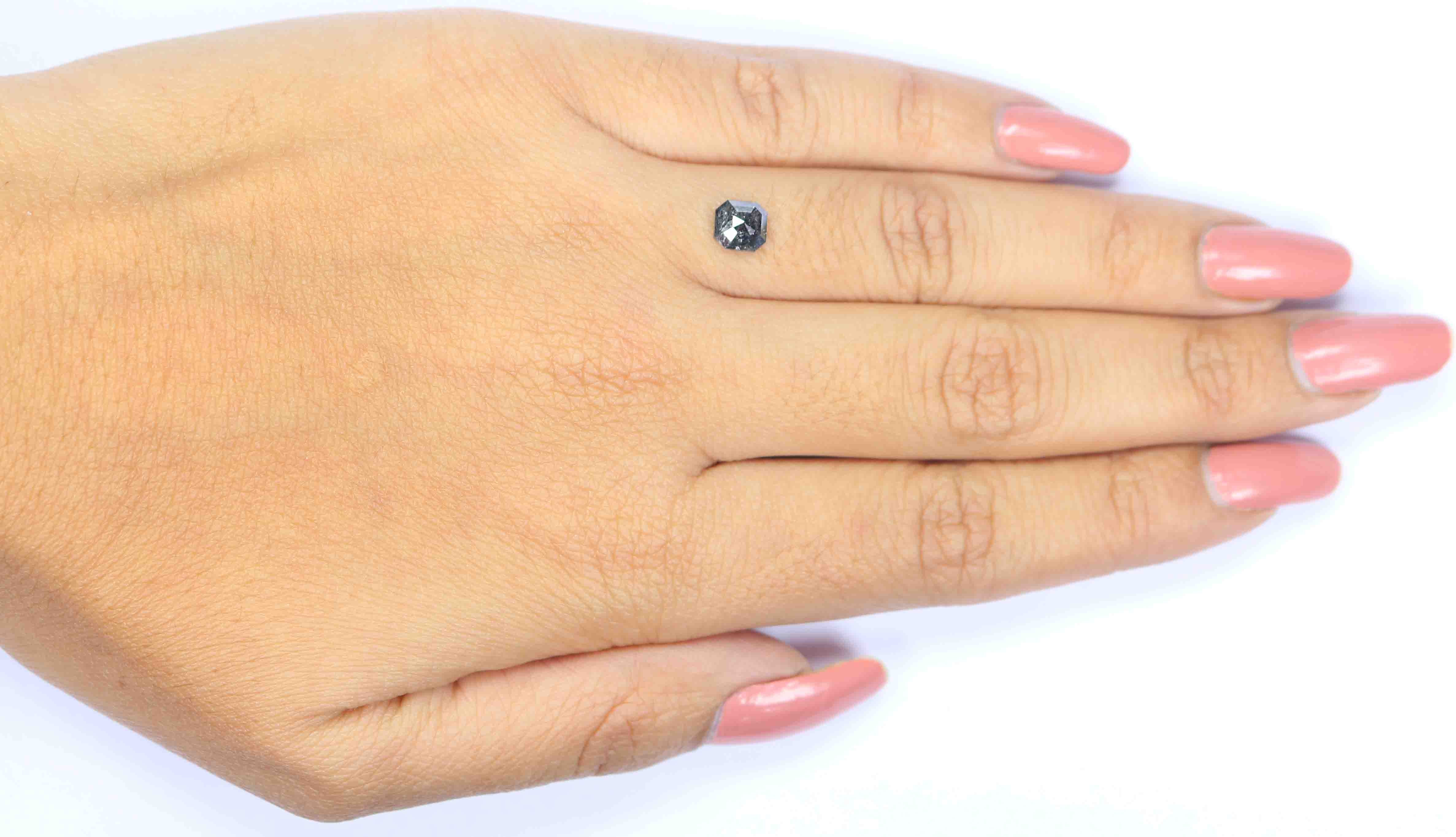 0.81 CT Natural Loose Radiant Shape Diamond Salt And Pepper Radiant Diamond 5.50 MM Natural Black Grey Color Radiant Rose Cut Diamond LQ8808