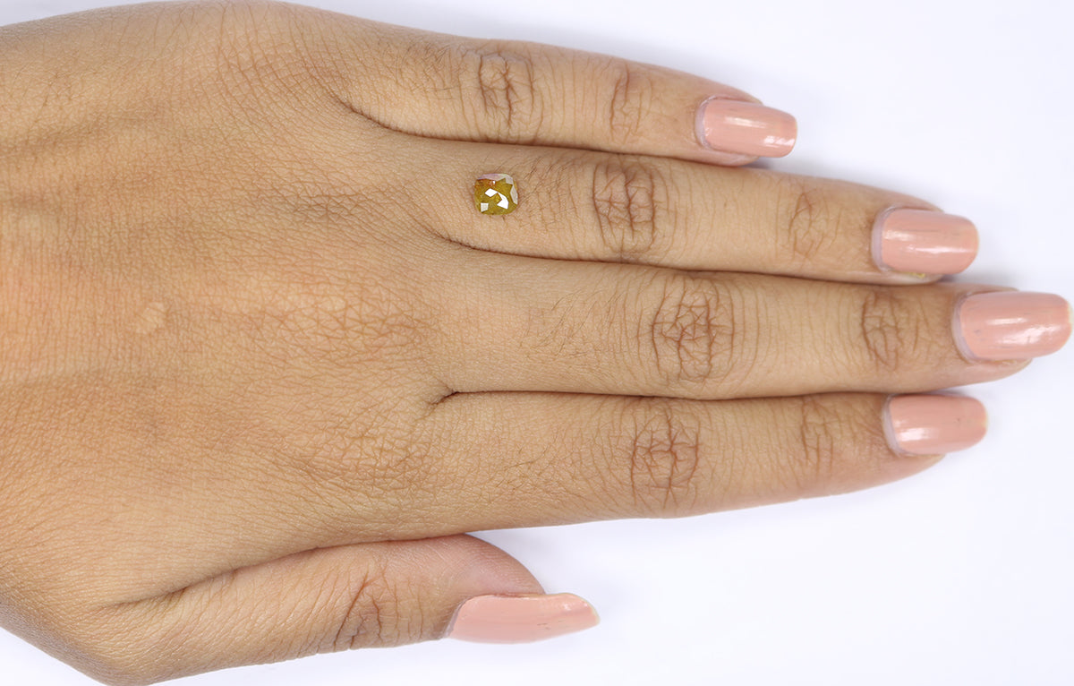 0.67 CT Natural Loose Cushion Shape Diamond Yellow Color Cushion Cut Diamond 5.30 MM Natural Loose Diamond Cushion Rose Cut Diamond LQ1990