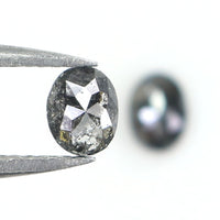 Natural Loose Oval Salt And Pepper Diamond Black Grey Color 0.66 CT 4.96 MM Oval Shape Rose Cut Diamond KDL2545