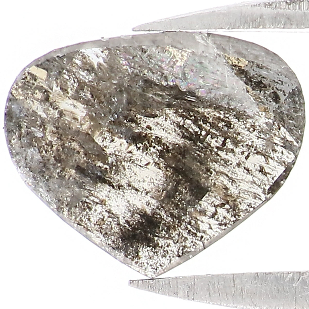 0.52 Ct Natural Loose Heart Shape Diamond Salt And Pepper Heart Cut Diamond 6.40 MM Natural Black Grey Diamond Heart Rose Cut Diamond LQ1558