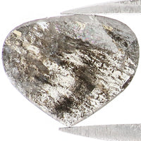 Natural Loose Heart Salt And Papper Diamond Black Grey Color 0.52 CT 6.40 MM Heart Shape Rose Cut L1558