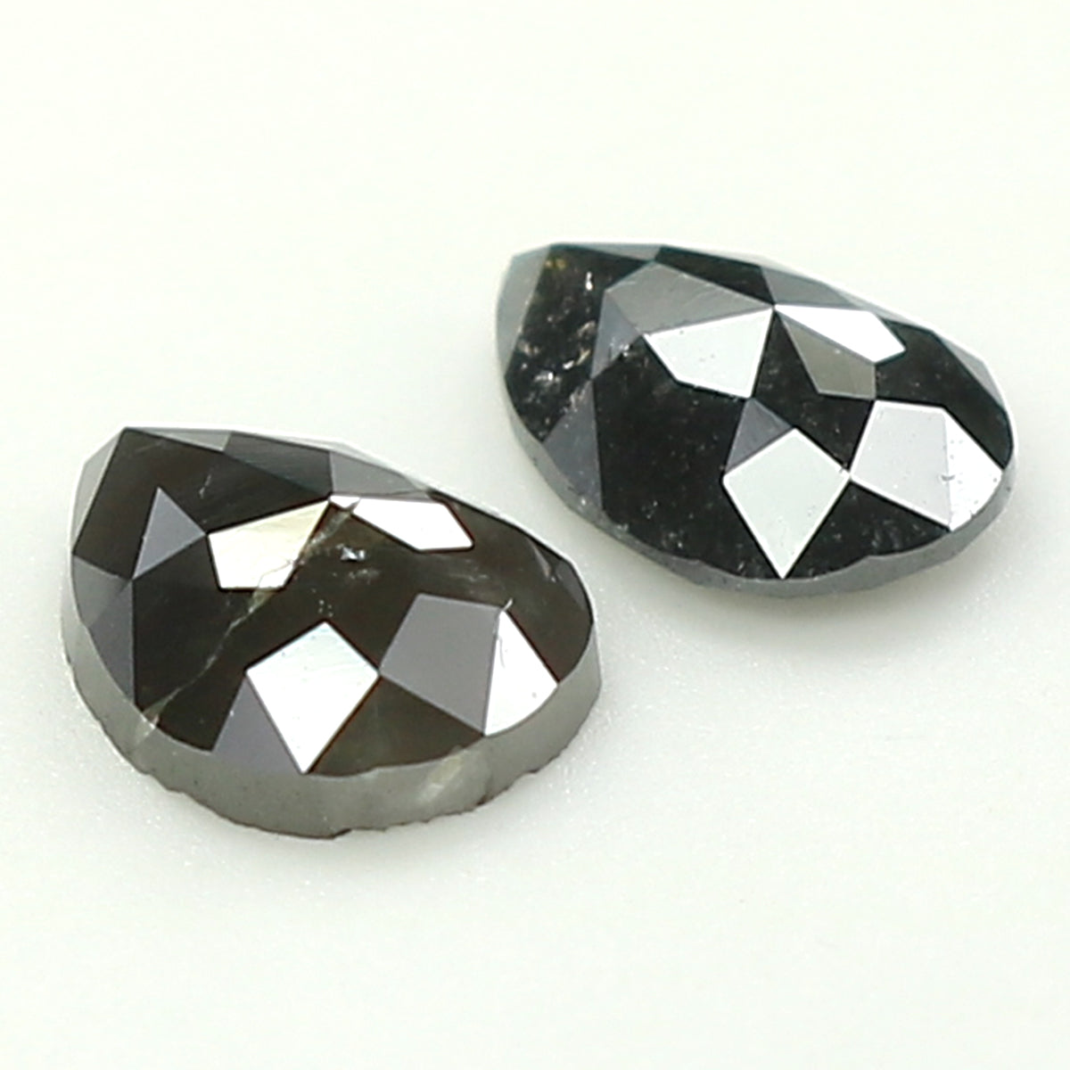 0.73 CT Natural Loose Pear Cut Pair Diamond Salt And Pepper Pear Shape Diamond 5.65 MM Natural Black Grey Color Pear Rose Cut Diamond KQ2386