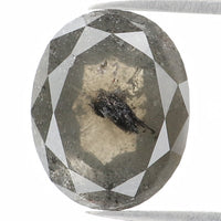 Natural Loose Oval Salt And Pepper Diamond Black Grey Color 3.09 CT 9.90 MM Oval Shape Rose Cut Diamond KDL1145