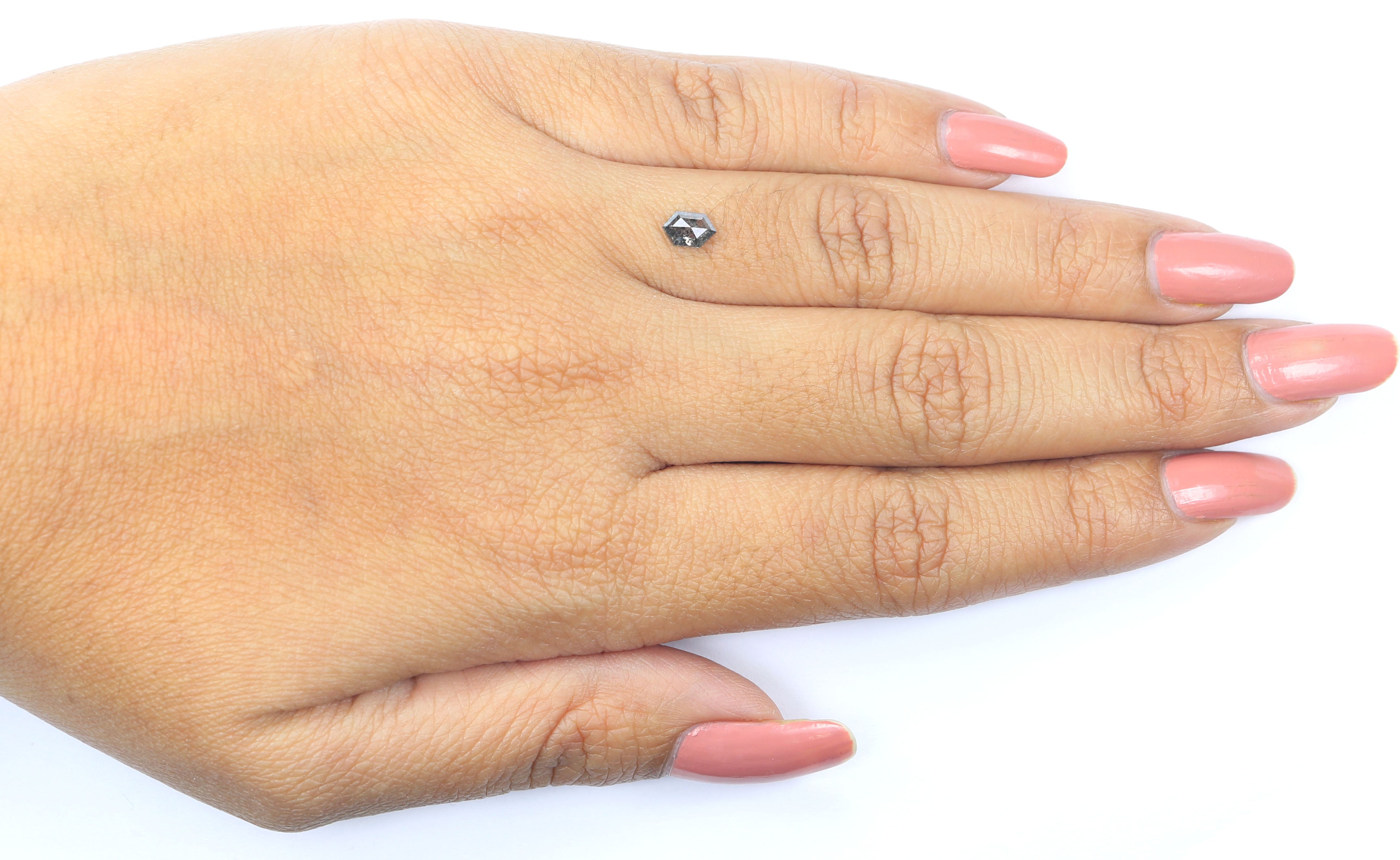 0.37 CT Natural Loose Hexagon Shape Diamond Salt And Pepper Hexagon Diamond 5.75 MM Natural Black Grey Color Hexagon Rose Cut Diamond KQ2539