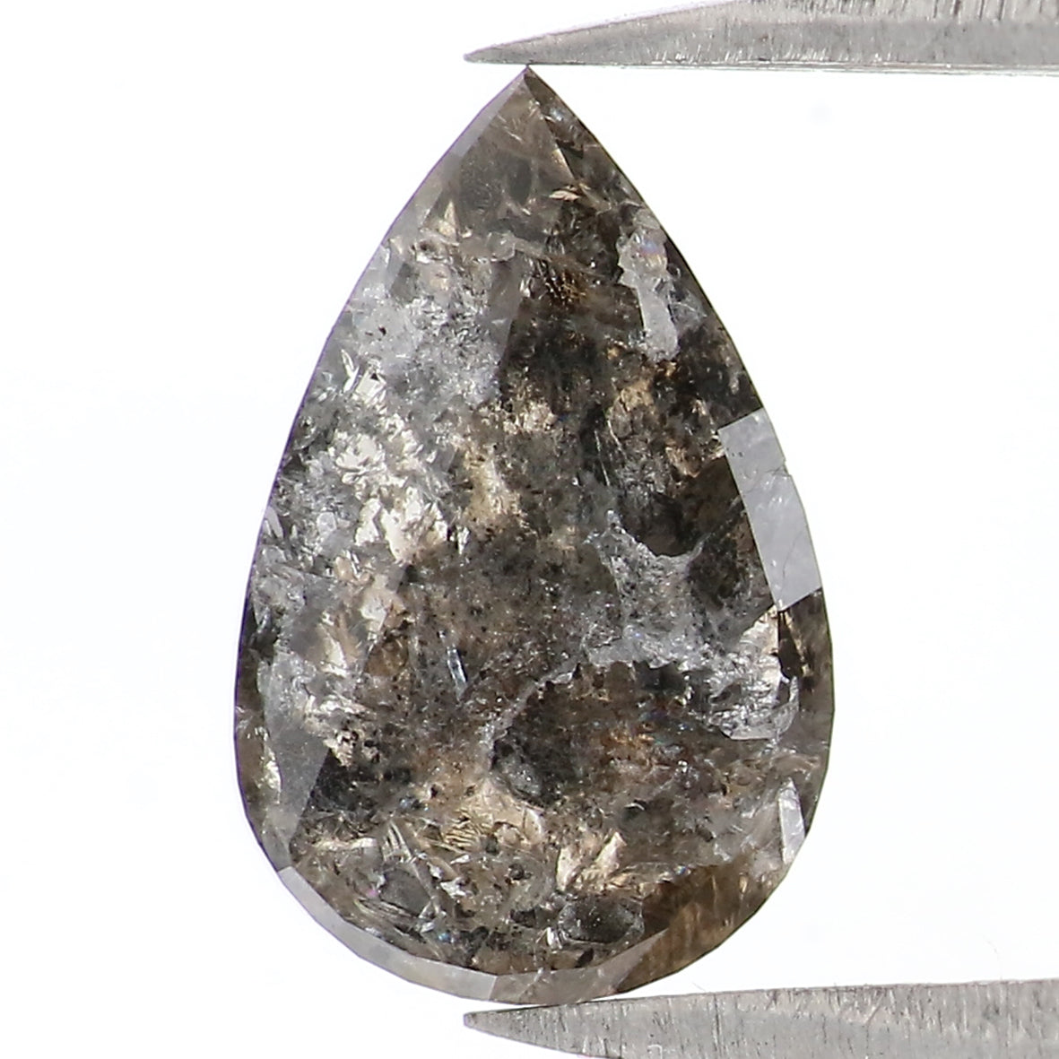 1.18 Ct Natural Loose Pear Shape Diamond Salt And Pepper Pear Cut Diamond 9.30 MM Natural Black Grey Diamond Pear Rose Cut Diamond LQ1762