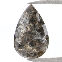 Natural Loose Pear Salt And Pepper Diamond Black Grey Color 1.18 CT 9.30 MM Pear Shape Rose Cut Diamond L1762