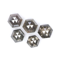 Natural Loose Hexagon Salt And Pepper Diamond Black Grey Color 1.24 CT 3.10 MM Hexagon Shape Rose Cut Diamond KDL7558