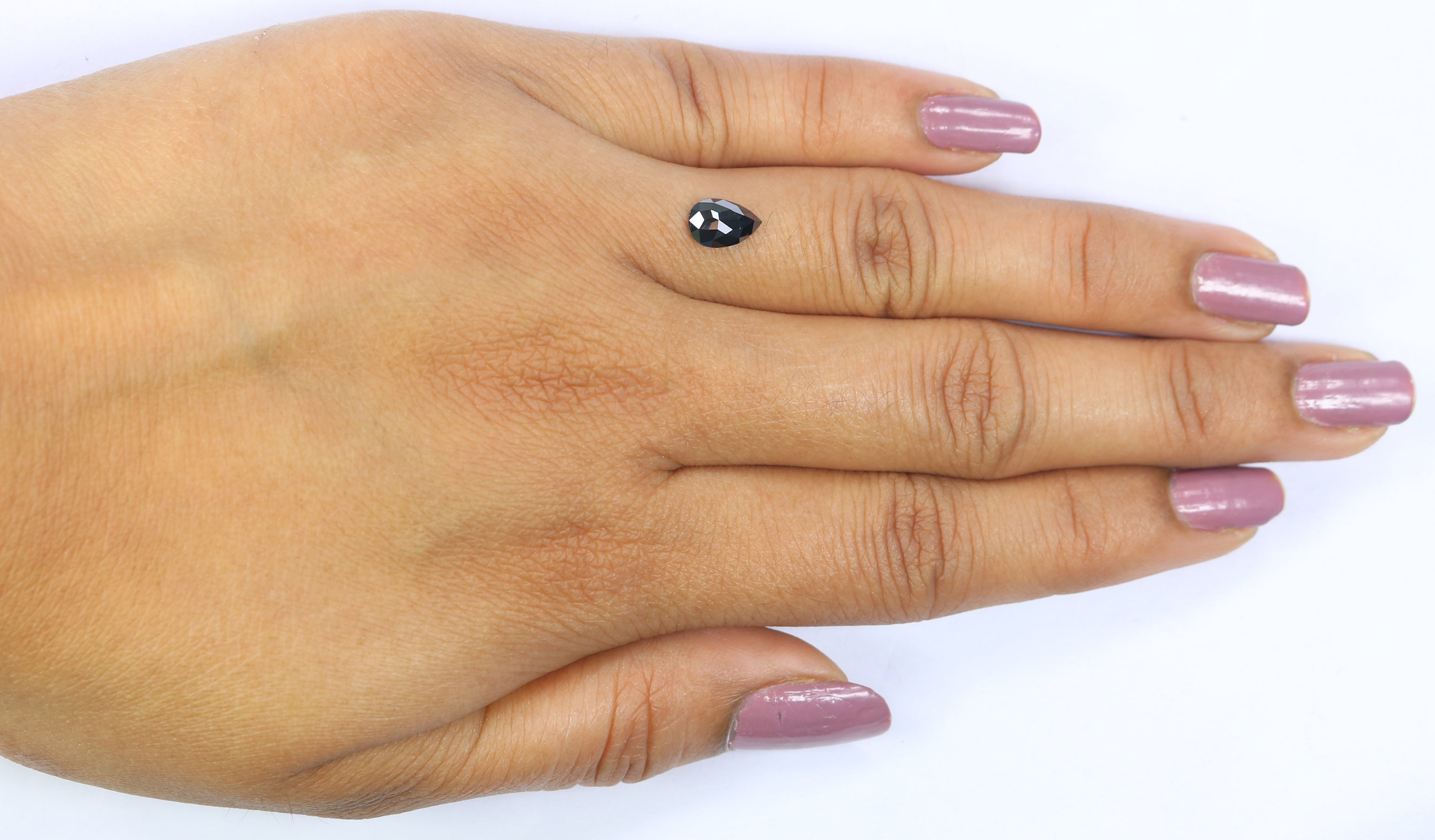 0.63 Ct Natural Loose Pear Shape Diamond Black Color Pear Cut Diamond 7.65 MM Natural Loose Black Color Diamond Pear Rose Cut Diamond KQ2623
