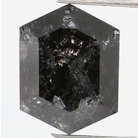 1.55 CT Hexagon Cut Diamond, Salt and Pepper Diamond, Natural Loose Diamond, Black Diamond, Grey Diamond, Rustic  Rose Cut Diamond, KDL734