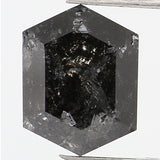 1.55 CT Hexagon Cut Diamond, Salt and Pepper Diamond, Natural Loose Diamond, Black Diamond, Grey Diamond, Rustic  Rose Cut Diamond, KDL734