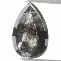 Natural Loose Pear Salt And Pepper Diamond Black Grey Color 0.70 CT 7.70 MM Pear Shape Rose Cut Diamond KDL1229