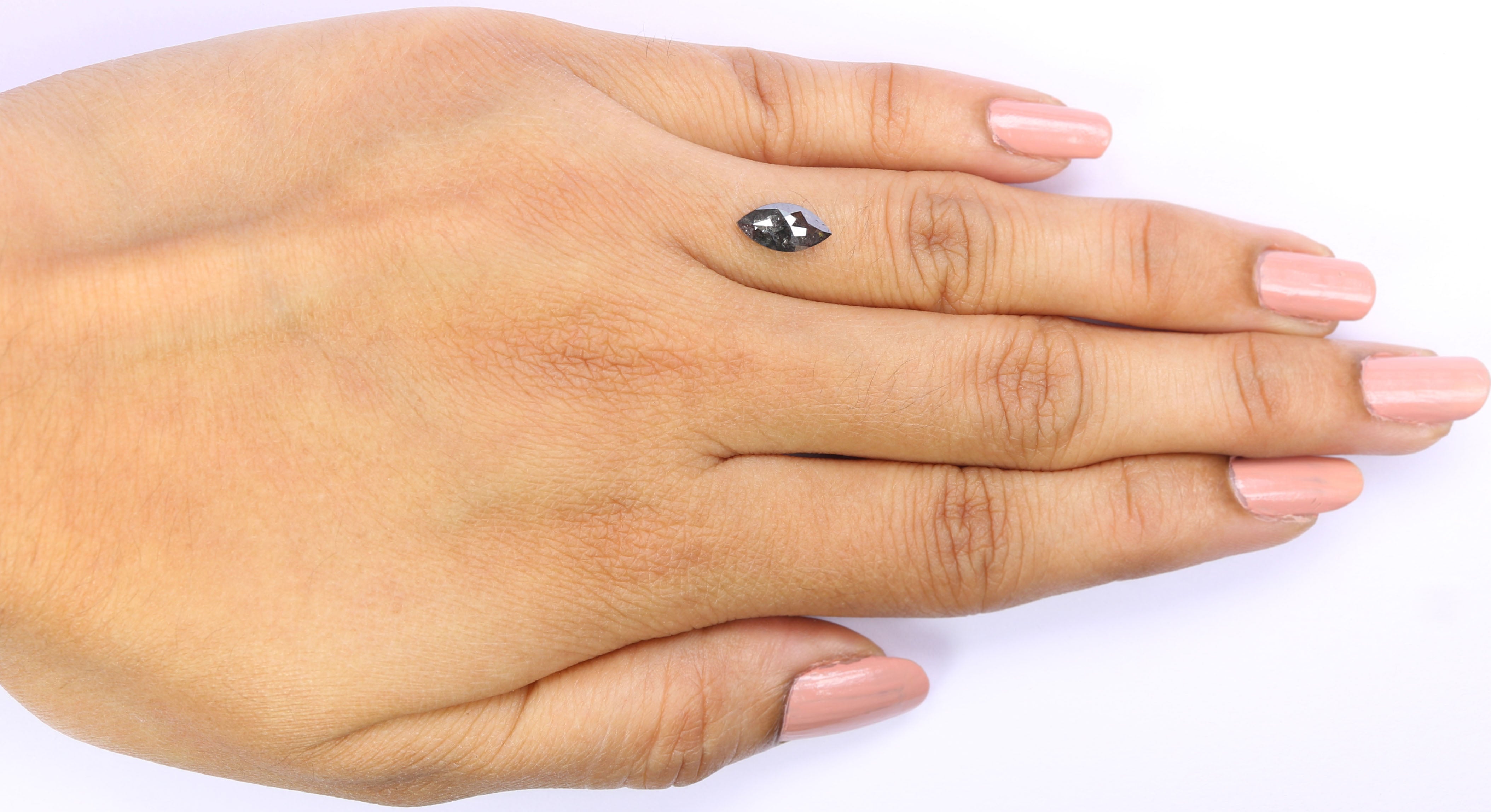 0.88 CT Natural Loose Marquise Shape Diamond Salt And Pepper Marquise Rose Cut Diamond 9.45 MM Black Grey Color Marquise Cut Diamond LQ2160