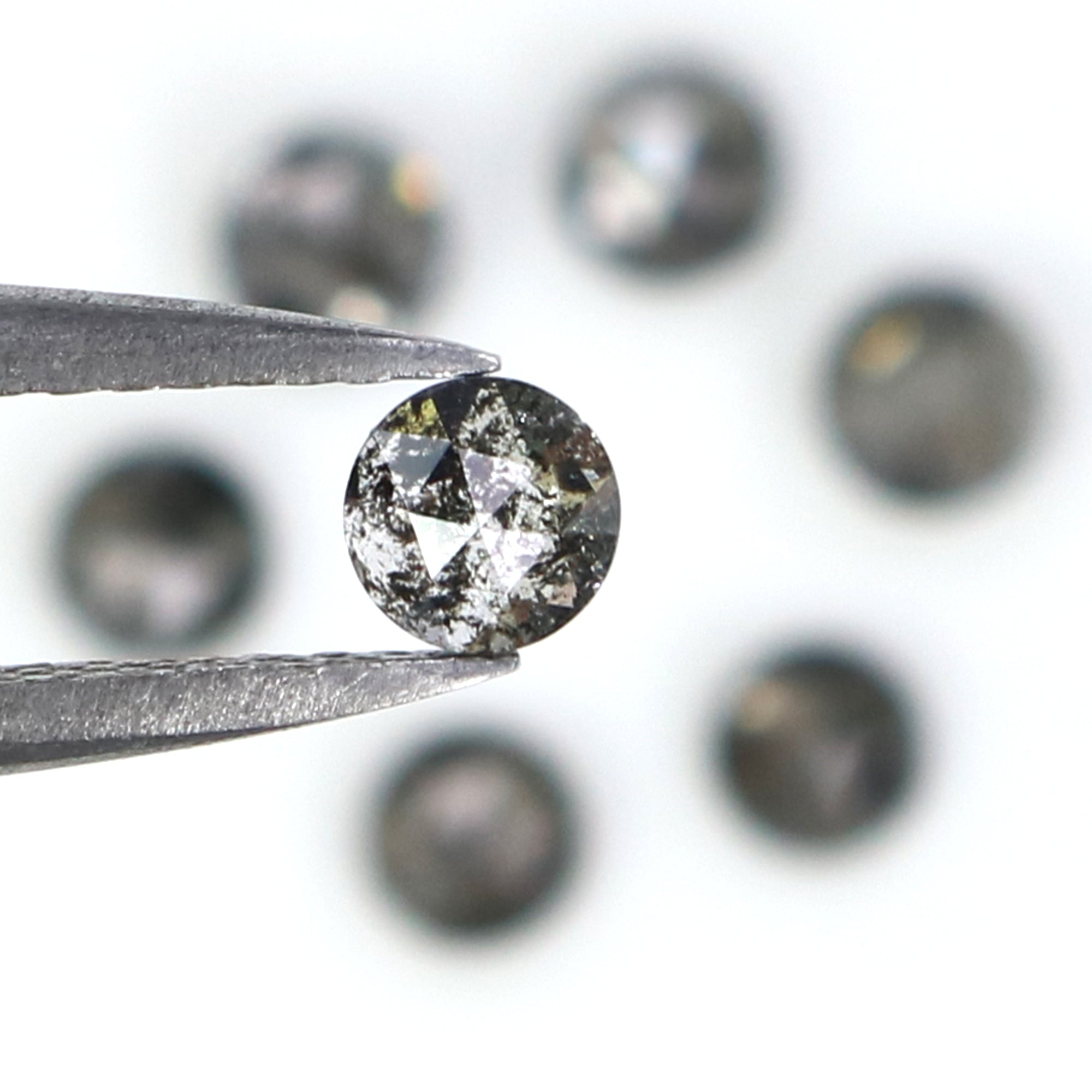 1.10 Ct Natural Loose Round Rose Cut Diamond Salt And Pepper Round Shape Diamond 3.30 MM Natural Black Grey Round Rose Cut Diamond LQ2782