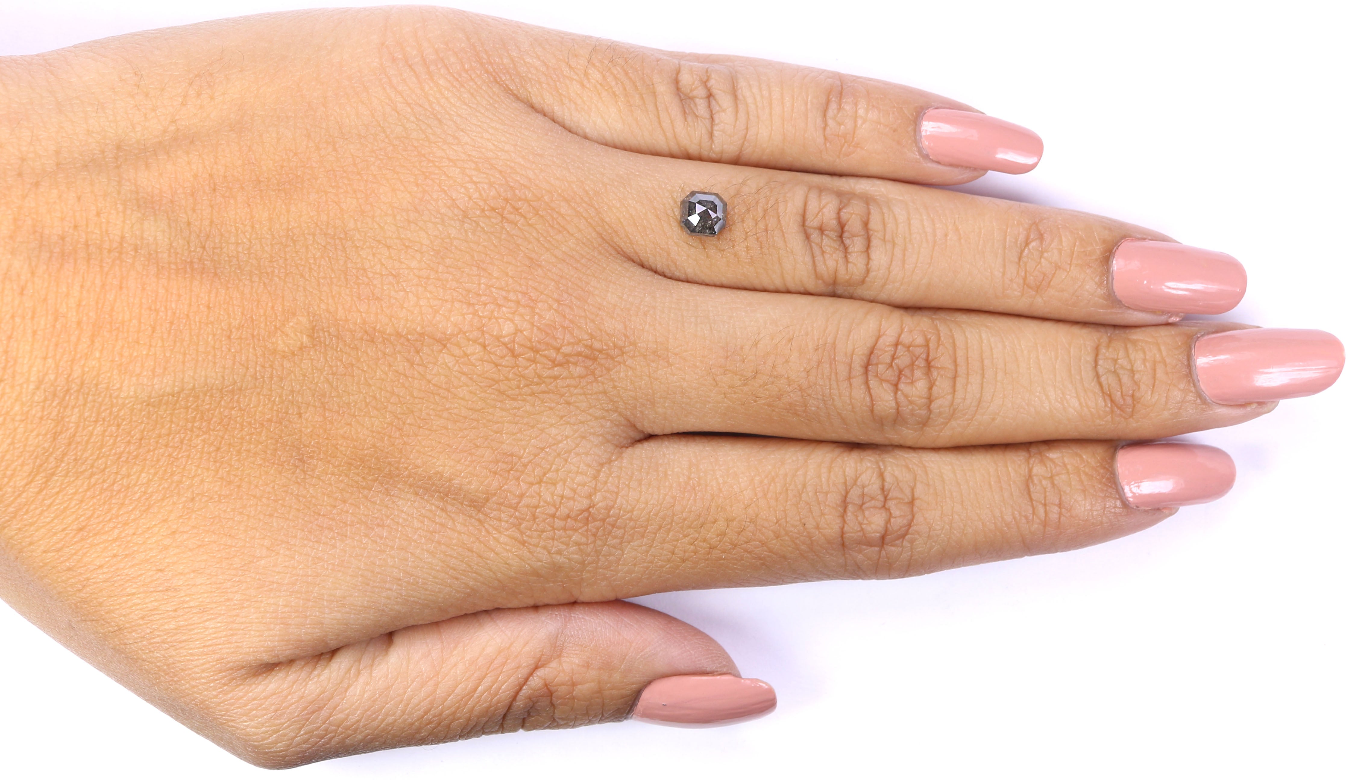 0.87 CT Natural Loose Radiant Shape Diamond Salt And Pepper Radiant Cut Diamond 4.90 MM Natural Black Grey Radiant Rose Cut Diamond LQ5859