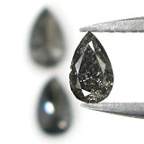 Natural Loose Pear Salt And Pepper Diamond Black Grey Color 0.65 CT 4.90 MM Pear Shape Rose Cut Diamond L1968