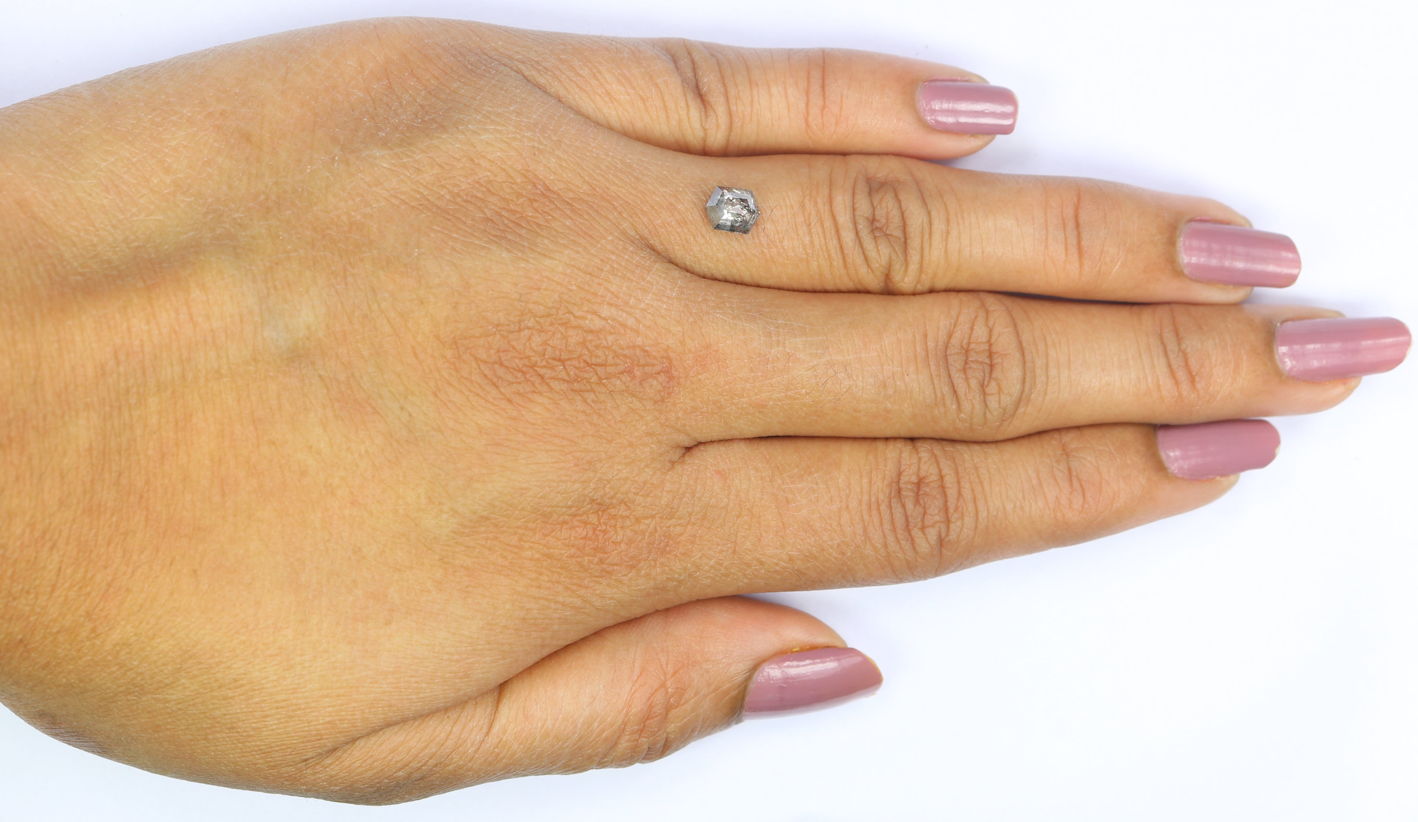 0.66 CT Natural Loose Hexagon Shape Diamond Salt And Pepper Hexagon Diamond 5.80 MM Natural Loose Black Grey Hexagon Rose Cut Diamond LQ2563