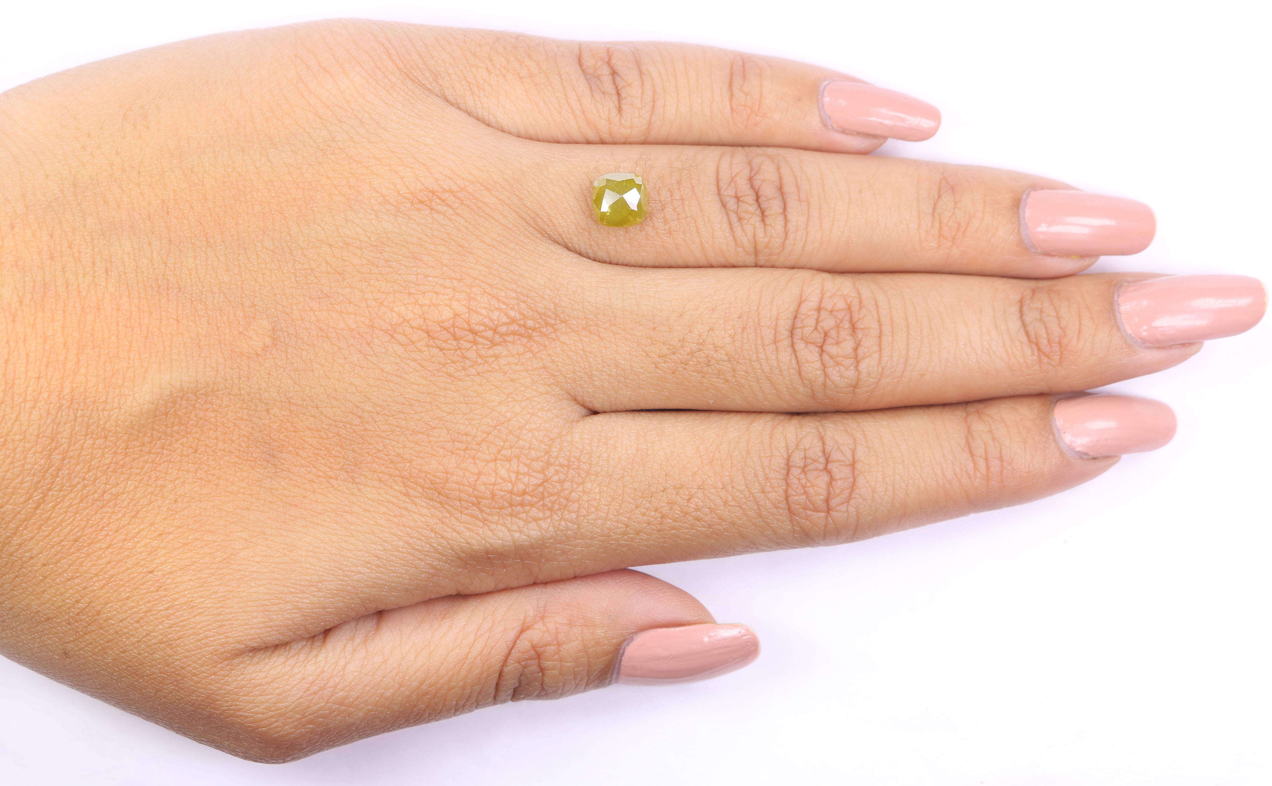 1.37 CT Natural Loose Cushion Shape Diamond Yellow Color Cushion Cut Diamond 6.40 MM Natural Yellow Diamond Cushion Rose Cut Diamond KQ2259